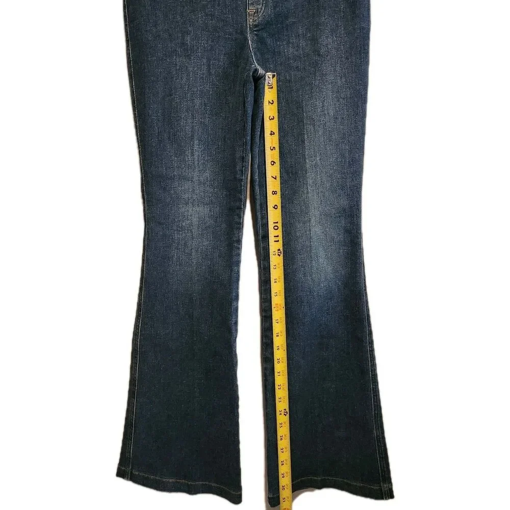Spanx Womens Stretch Denim Flare Jeans Authentic Blue Size Petite Large NWT